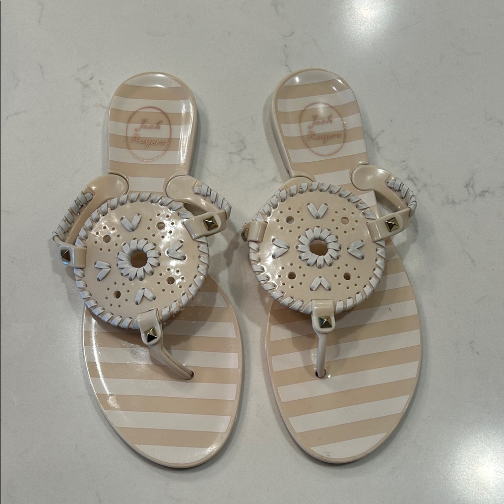 Jack Rogers Striped Beige and White Sandals
